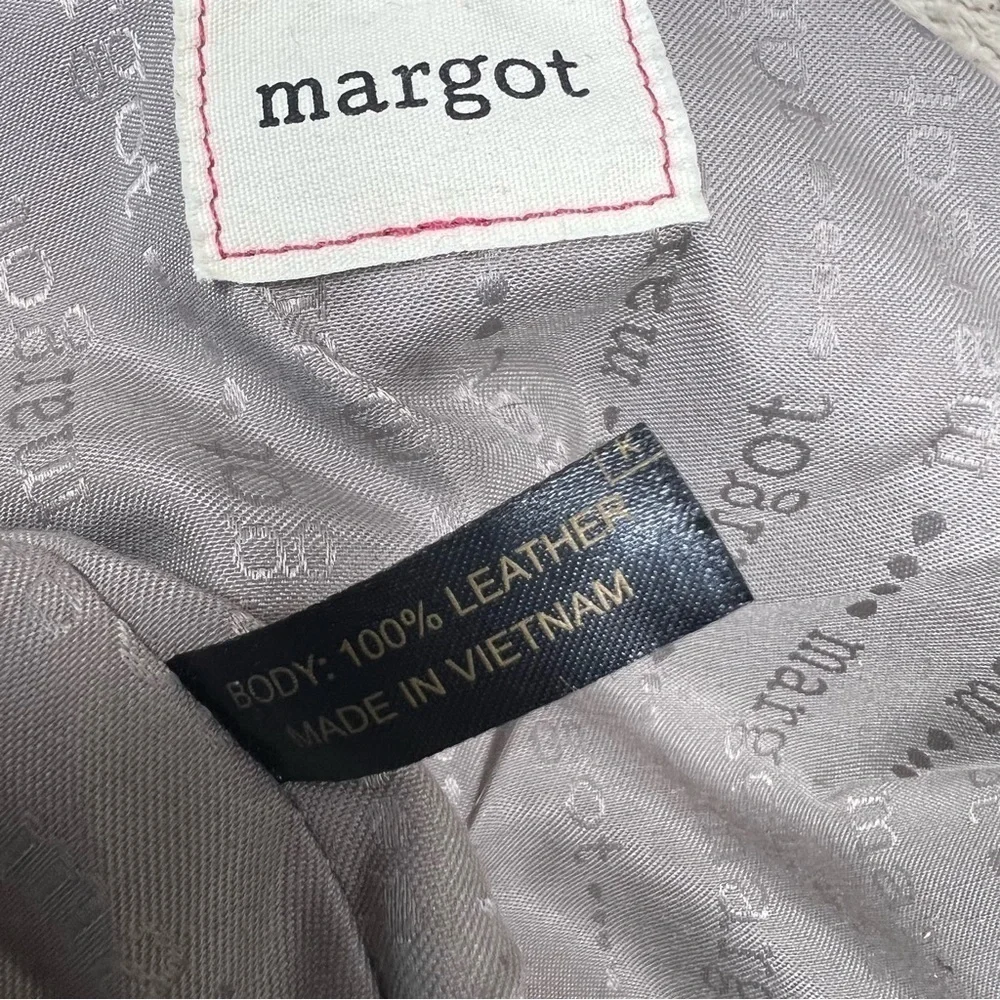 MARGOT New York Pinking Hobo Leather Brown Bag Purse